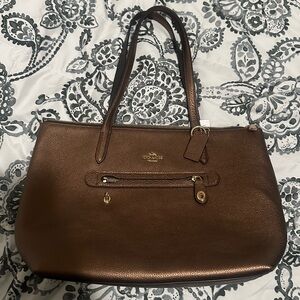 Coach copper color Leather Tote Bag